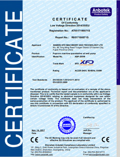 O Certificado do CE para a Máquina de Pipoca Bomba de Óleo